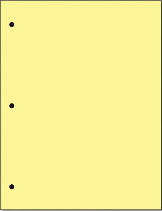 Copy And Printing Color Paper, 20 Lb. 3 Hole Punch 500 Sheets Per Ream. (Canary)