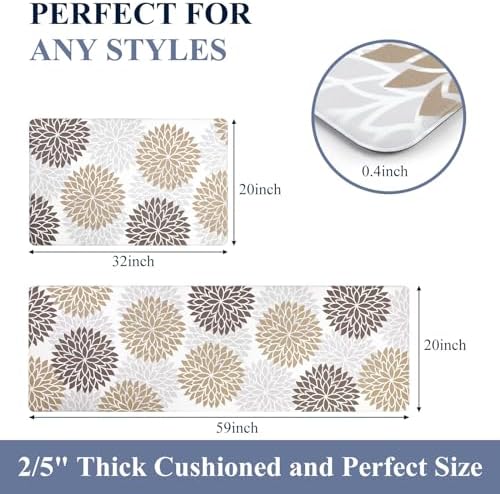 HEBE Anti Fatigue Kitchen Rugs Set of 2, Cushioned Kitchen Mats for Floor