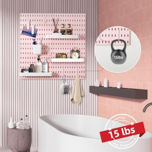 VUSIGN Pegboard Combination Wall Organizer Kit 22" x 22", Pink