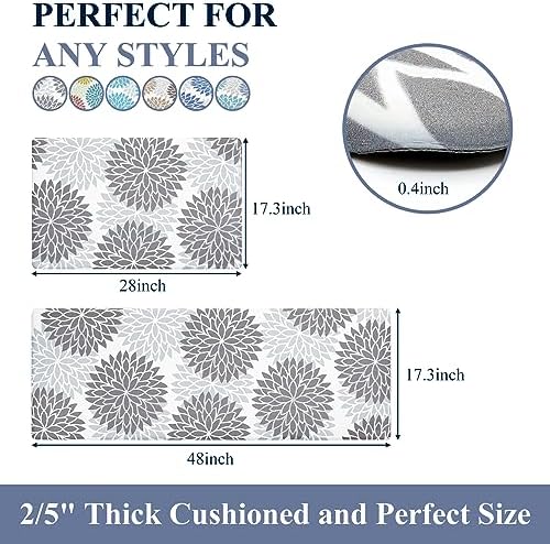 HEBE Anti Fatigue Kitchen Rugs Set of 2, Cushioned Kitchen Mats for Floor