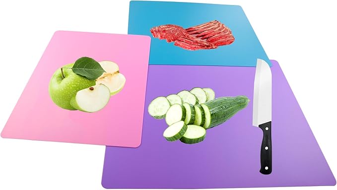 6 Pieces Flexible Cutting Board mats, Plastic Cutting Boards for Kitchen Cooking, Cutting board sheets for Meat and Vegetables, Dishwasher Safe