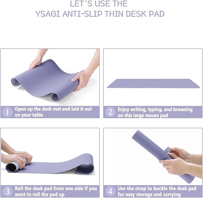 YSAGi Non-Slip Leather Desk Pad, Waterproof Laptop Computer Desk Keyboard Mat, Table Protector Blotter Mat, Large Mouse Pad for Office/Work/Home/Decor(Lavender, 31.5" x 15.7")