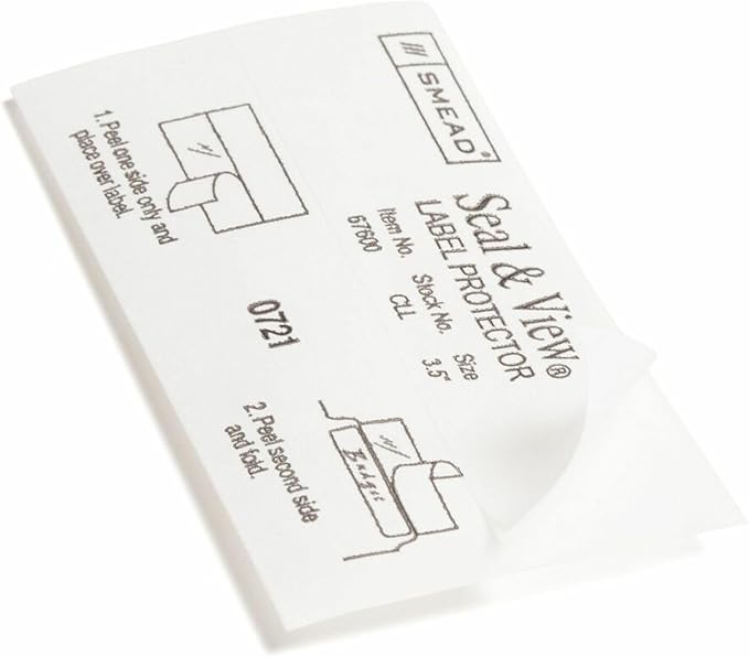 Smead Seal and View® Clear Label Protector, Size 3-1/2x1-11/16-Inches Before Folding, 100 per Pack (67600)