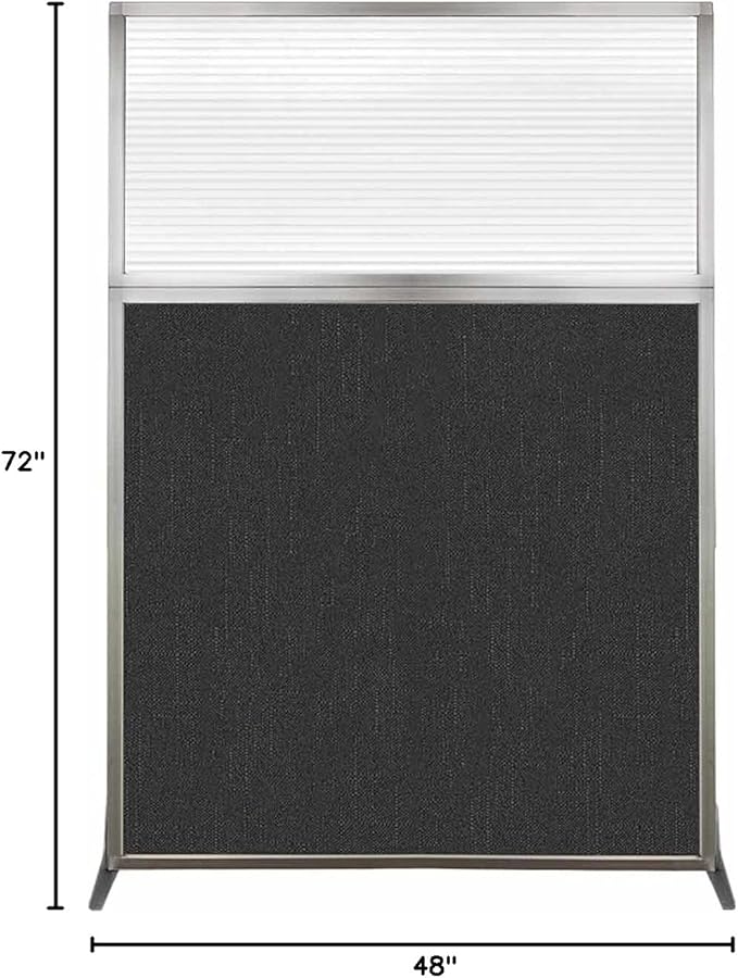 Versare Hush Screen Portable Room Divider | Workstation Wall Divider | Freestanding Privacy Hush Panels | Clear Fluted Windows | Fabric Office Divider Screen | Great for Room Separation