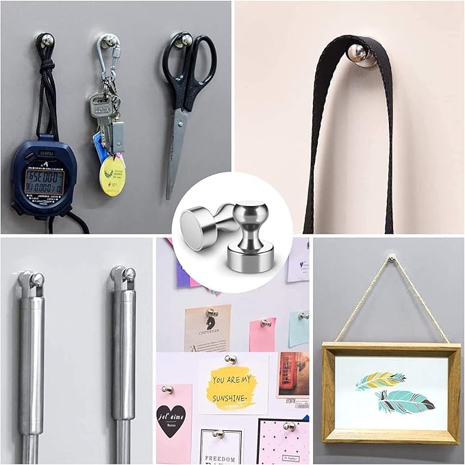 Grtard 24 Pack Magnetic Push Pins, Fridge Magnets for Whiteboard, Whiteboard Magnets Refrigerator Magnets, Small and Strong Push Pin Magnet for Office, School, Locker, and Map Magnet