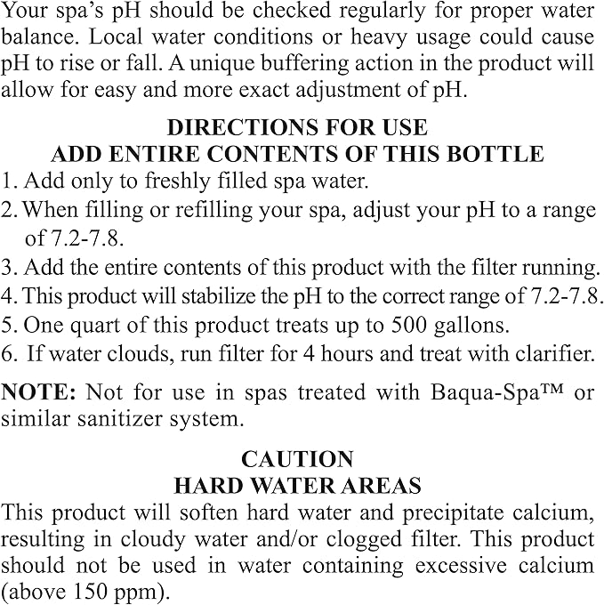 SpaChoice 1-Quart 4-Pack Premium Control The pH, pH Balance for Hot Tub, Made in USA