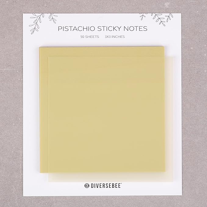 DiverseBee 50 Sheets Pastel Transparent Sticky Notes, 3x3” Clear Sticky Tabs, Translucent Page Flags Book Markers Stickers, Planner Accessories, Bible Journaling Study School Supplies (Pistachio)