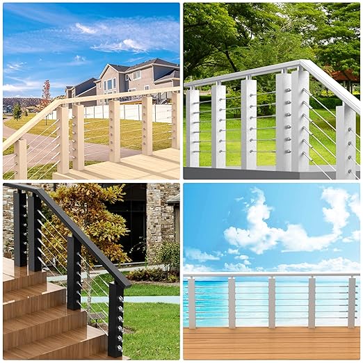 BLIKA 300 Pack Stainless Steel Protector Sleeves for 1/8" 5/32" or 3/16" Deck Cable Railing, for Wood/Composite Posts, T316 Marine Grade