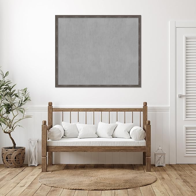 Amanti Art Grey Framed Magnetic Board 43x51 Oversize Vision Board for use with Magnets, 100% Metal Sheet to Display Items as Office Decor or for Home Organization in mudroom, Kitchen or Kids Room