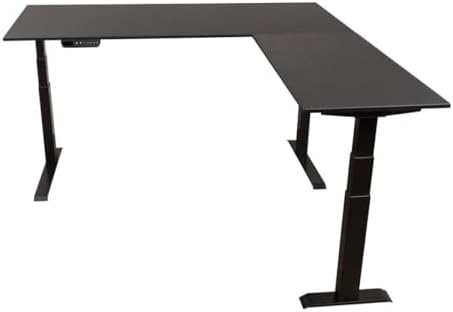 Stand Up Desk Store Triple Motor Electric L-Shaped Corner Standing Desk with EZ Assemble Frame (Black Frame/Black Top, 71" W x 71" D)