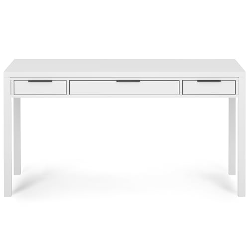Hollander 60" Wide Solid Wood Writing Desk in White