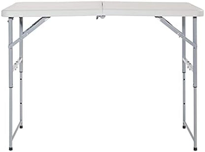 Office Star Resin Multipurpose Rectangle Table, 4-Feet Long, Height Adjustable, Center Folding Table, Light Gray