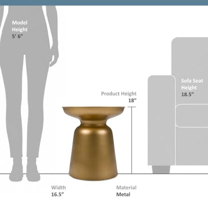 Toby 17" Wide Drum Iron Table in Gold