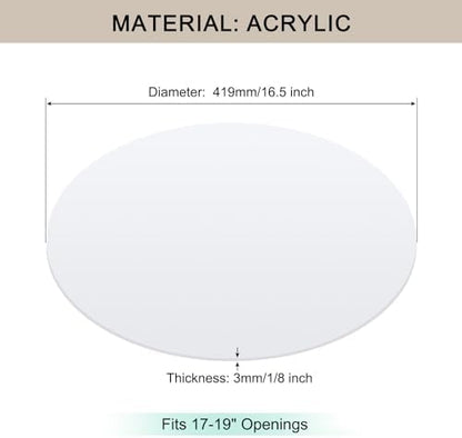 Lampshade Diffuser, 16.5" Diameter Round Diffuser Lamp Shade for Drum Style Lampshades Pendants Softening Light, DIY Light Fits 17-19" Openings, Frosted White Acrylic