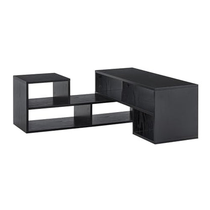 Modular TV Stand with Open Storage, Adjustable Media Console, Black