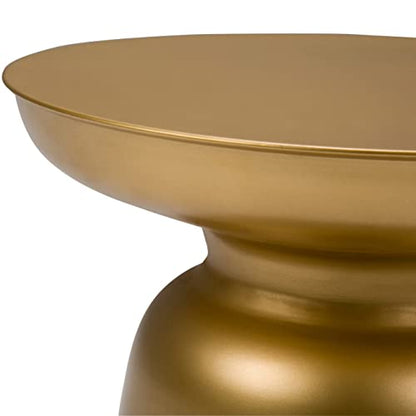 Toby 17" Wide Drum Iron Table in Gold