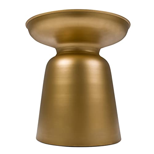 Toby 17" Wide Drum Iron Table in Gold