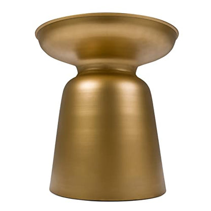 Toby 17" Wide Drum Iron Table in Gold