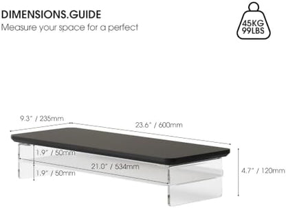 Fenge 23.6" Monitor Stand with Clear Acrylic Legs, Black