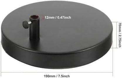 TEHAUX Weighted Desk Lamp Base Only, 7.5" Solid Iron Replacement Table Lamp Mounting Stand for Swing Arm Light, Magnifying Glass & Mic Mount, 12mm Hole (Black)