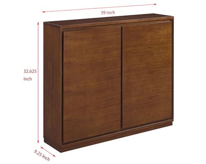 39"Real Wood Veneer Narrow Sideboard Buffet,Entryway Storage Cabinet