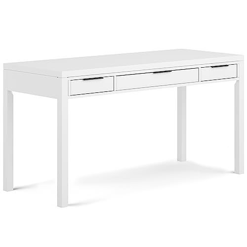 Hollander 60" Wide Solid Wood Writing Desk in White