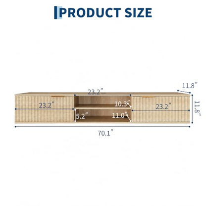 70" Floating TV Stand, Wall Mounted for TVs Up to 80"