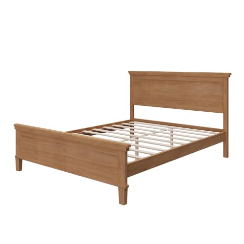 Full Size Platform Bed Frame with Headboard, Wood Slat Support