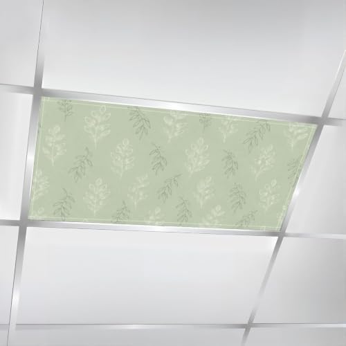 4 Pcs Fluorescent Light Covers for Ceiling Lights Botanical floral leaves Magnetic Light Filters Decorative for Classroom Office Hospital Home 4x2 Ft