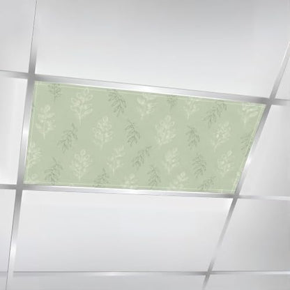 4 Pcs Fluorescent Light Covers for Ceiling Lights Botanical floral leaves Magnetic Light Filters Decorative for Classroom Office Hospital Home 4x2 Ft
