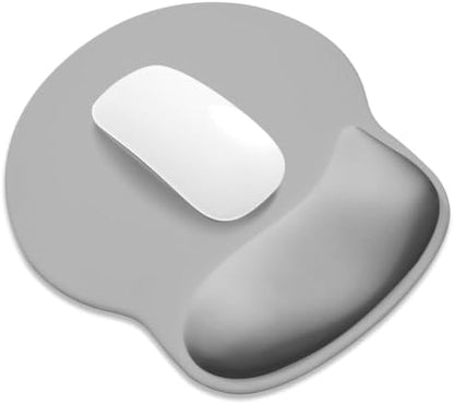 ITNRSIIET Ergonomic Mouse Pad with Wider Memory Foam Wrist Rest +17% - Curved Cushion Reduces Pressure 20%, Pain Relief, Non-Slip, Smooth, Cute Colors, 9.85 x 9 in, Space Gray