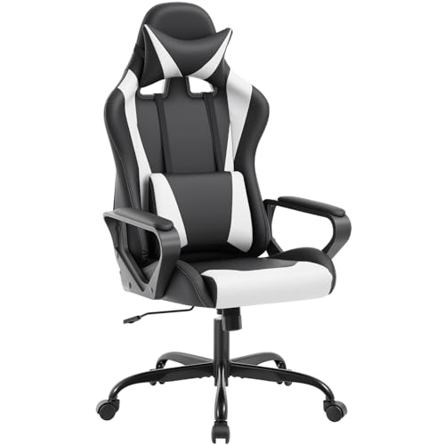 Ergonomic Gaming Chair for Adults, Video Game Chair, White