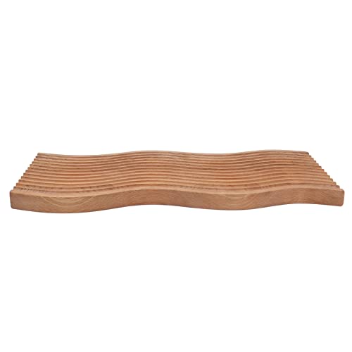 Wooden Bread Dessert Tray, Multifunction Serving Tray, Natural Beech Wood Geometric Snack Plate with Smooth Edges for Home Kitchen, Parties and Food Photography (water ripple shape) - size: 15.7"L x 7.1"W