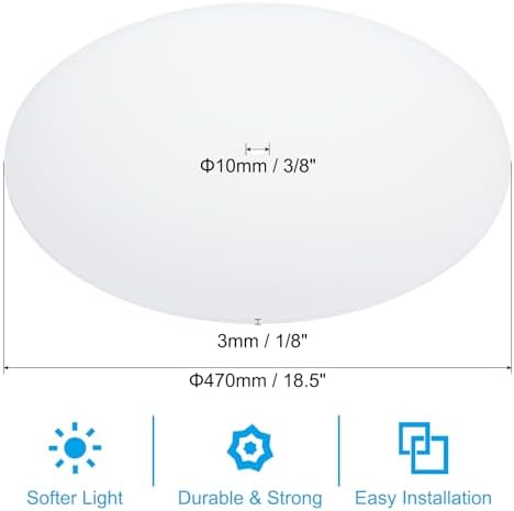 PATIKIL Lampshade Diffuser, 18.5" Diameter with 3/8" Center Hole Round Diffuser for Drum Lampshades Pendants Light Fits 19" Openings, Frosted White