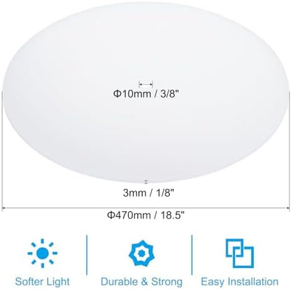 PATIKIL Lampshade Diffuser, 18.5" Diameter with 3/8" Center Hole Round Diffuser for Drum Lampshades Pendants Light Fits 19" Openings, Frosted White