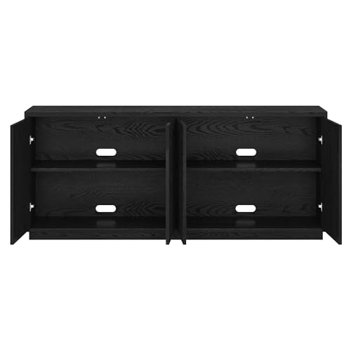 Henn&Hart 68" Fluted Modern Sideboard Buffet Cabinet, Natural Black
