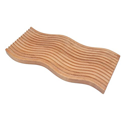 Wooden Bread Dessert Tray, Multifunction Serving Tray, Natural Beech Wood Geometric Snack Plate with Smooth Edges for Home Kitchen, Parties and Food Photography (water ripple shape) - size: 15.7"L x 7.1"W