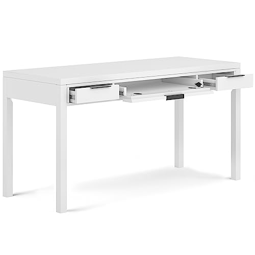 Hollander 60" Wide Solid Wood Writing Desk in White