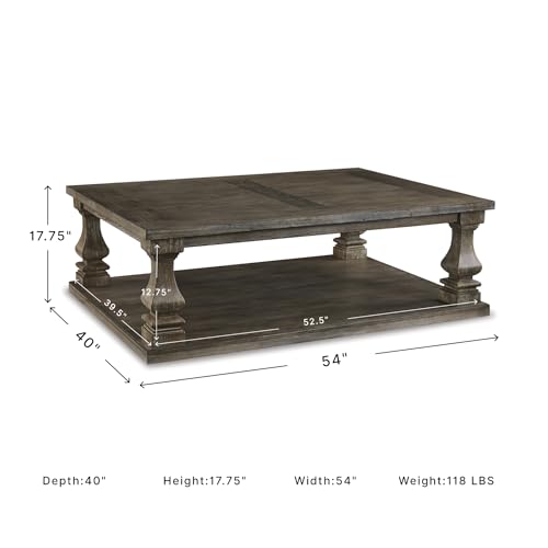 Signature Design by Ashley Large Farmhouse Coffee Table, Weathered Gray