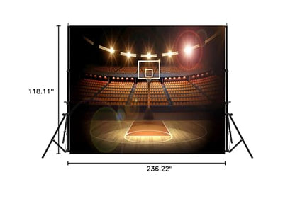 Basketball Backdrop Basketball Arena Photography Background Sports Theme Party Decoration Photoshoot Kids Boys Photo Booth Props 20x10ft - size: 20X10FT