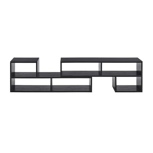 Modular TV Stand with Open Storage, Adjustable Media Console, Black