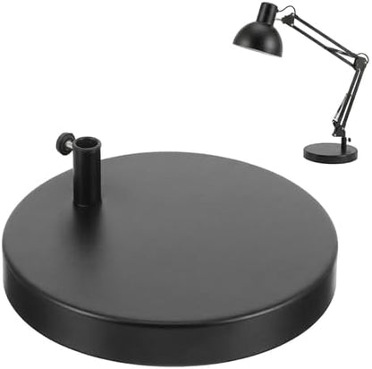 TEHAUX Weighted Desk Lamp Base Only, 7.5" Solid Iron Replacement Table Lamp Mounting Stand for Swing Arm Light, Magnifying Glass & Mic Mount, 12mm Hole (Black)