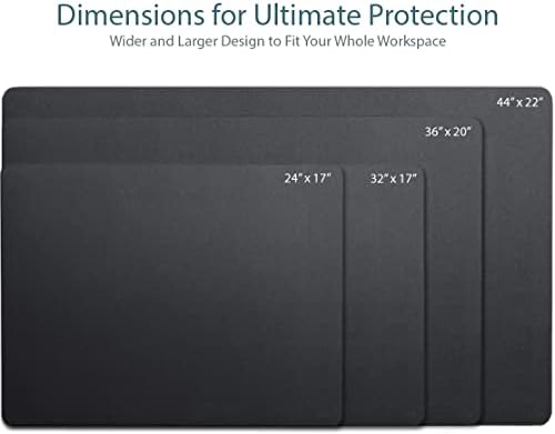 Leather Desk Pad 36" x 20", Vine Creations Office Desk Mat Waterproof Black - Premium Quality - Smooth Mouse Writing Surface - Maximum Protection Dual-Sided Pu Leather Blotter for Desk Office/Home