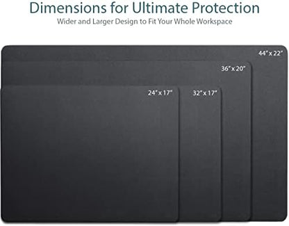 Leather Desk Pad 36" x 20", Vine Creations Office Desk Mat Waterproof Black - Premium Quality - Smooth Mouse Writing Surface - Maximum Protection Dual-Sided Pu Leather Blotter for Desk Office/Home