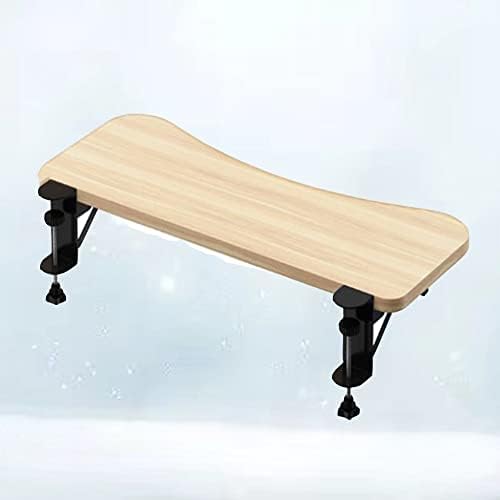 Ergonomic Keyboard Drawer Shelf, Clamp-On Table Keyboard Tray, Collapsible White/Black Desk Extender, Foldable Wrist Rest Armrest Platform (Walnut 52 * 25cm/21 * 10inch)
