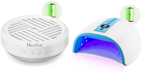 MelodySusie Cordless Nail Dust Collector White with Rechargeable UV LED Nail Lamp P-PLUS30G Blue