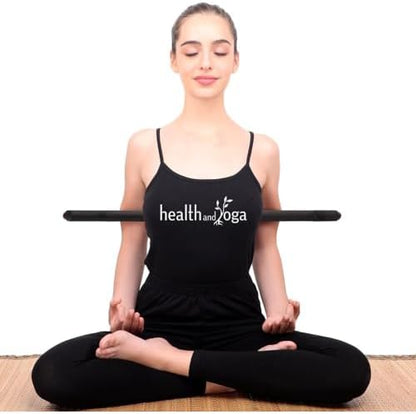 HealthAndYoga™ StretchNHeal Collapsible Multi-Use Wooden Yoga Stick - Regular and XL - Portable Posture Corrector Pole, Stretch Mobility Stick, Physical Workout Exercise Dowel