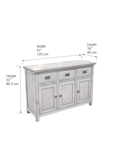 Solid Wood Long Sideboard Measuring 47" x 16" x 32" - MS405 (Natural/Waxed)