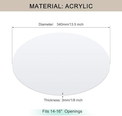 Lampshade Diffuser, 13.5" Diameter Round Diffuser Lamp Shade for Drum Style Lampshades Pendants Softening Light, DIY Light Fits 14-16" Openings, Frosted White Acrylic