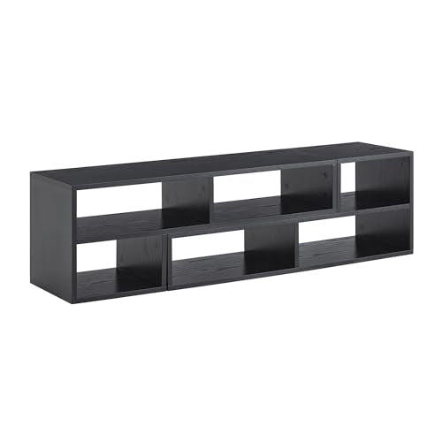Modular TV Stand with Open Storage, Adjustable Media Console, Black